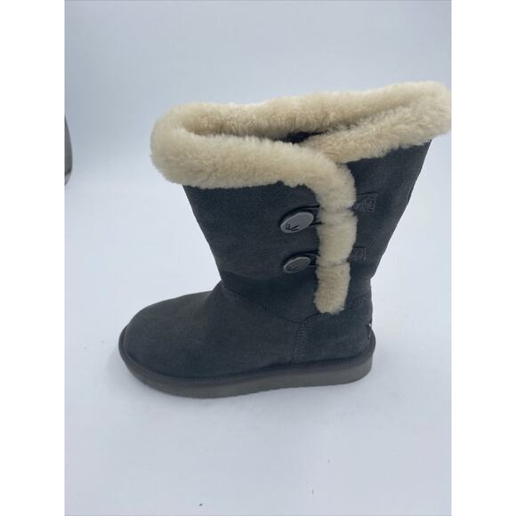 Koolaburra By Ugg Gray Suede Short Faux Fur Button Boots Women's sz 5 - Picture 9 of 13